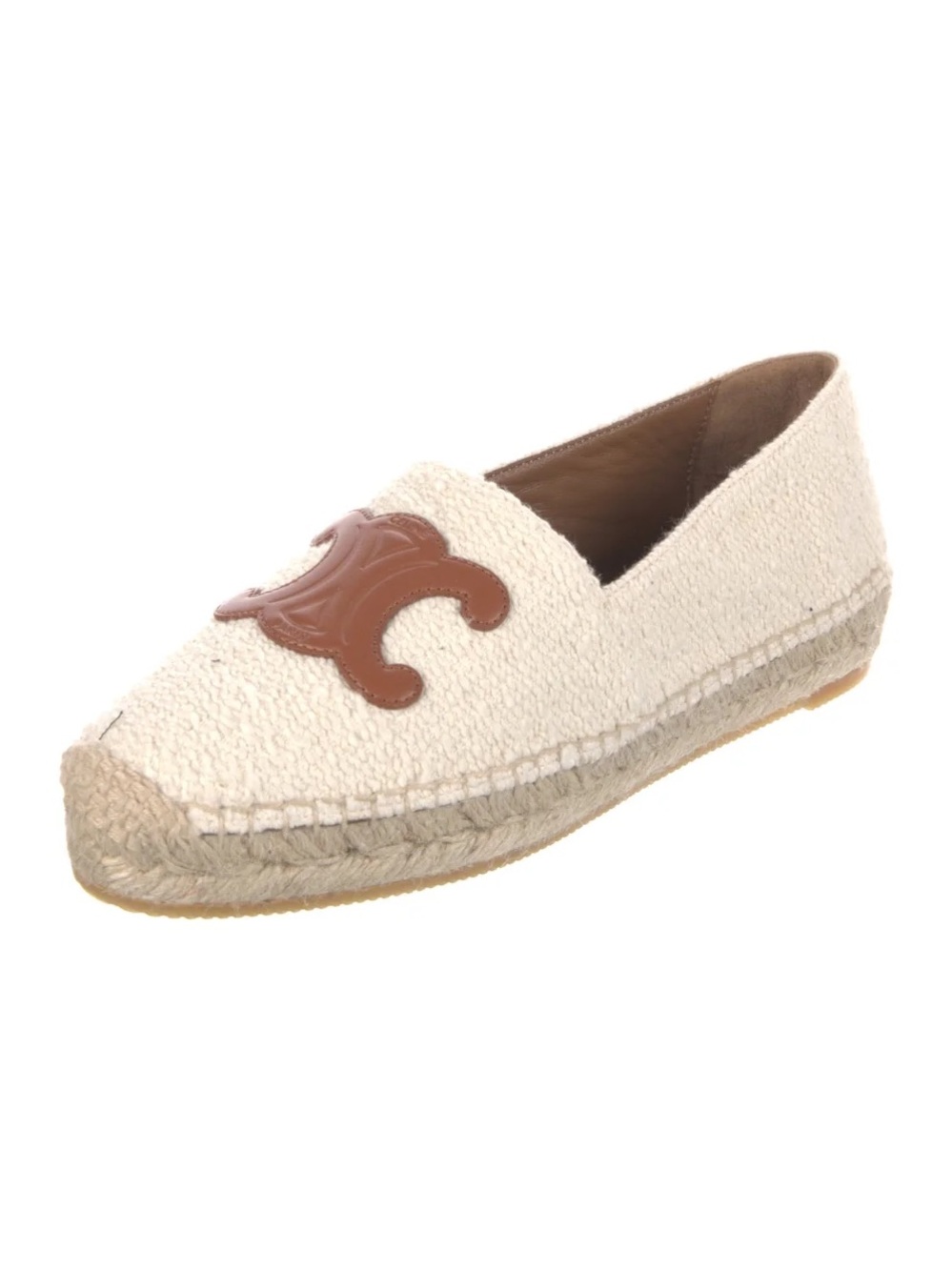 Celine Cream Terry Espadrille with Brown Logo Accent